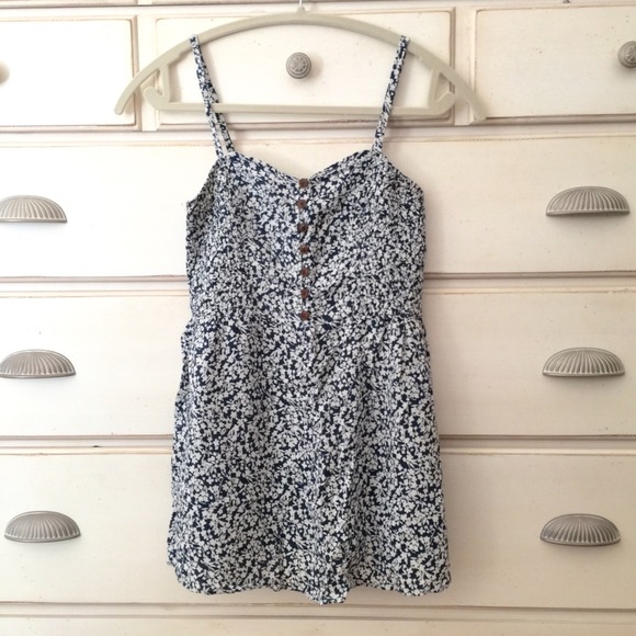 Dresses & Skirts - White and navy blue floral print dress/tank Dresses & Skirts - White and navy blue floral print dress/tank