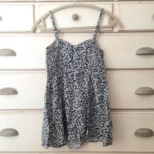 Dresses - White and navy blue floral print dress/tank Dresses - White and navy blue floral print dress/tank