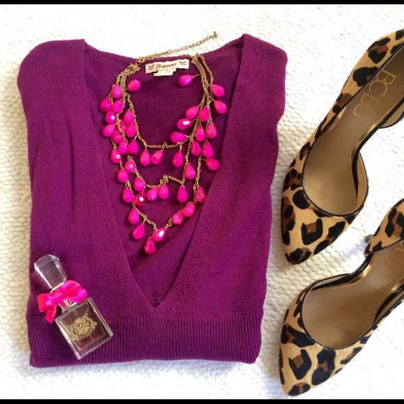 Raspberry Wool-Blend Sweater