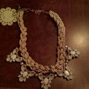 Necklace - Cream rope with Beautiful Crystals 294