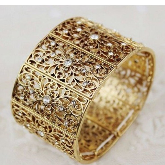 Gold Stretch Bangle Bracelet - Picture 2 of 2