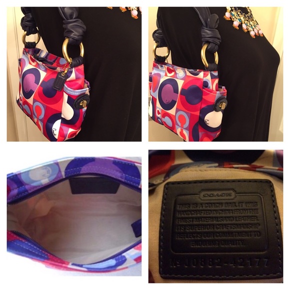 Coach Resort Graphic Optical Art Handbag - Picture 4 of 4