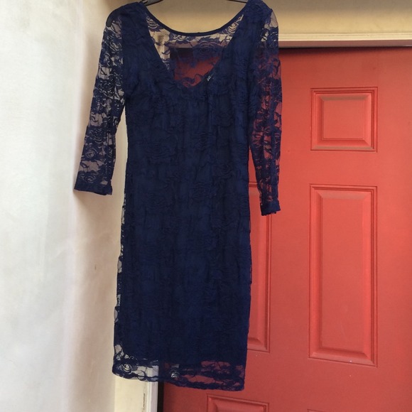 Dark blue lace body con dress from Nordstrom
