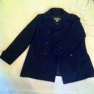 Eddie Bauer black wool peacoat - great condition