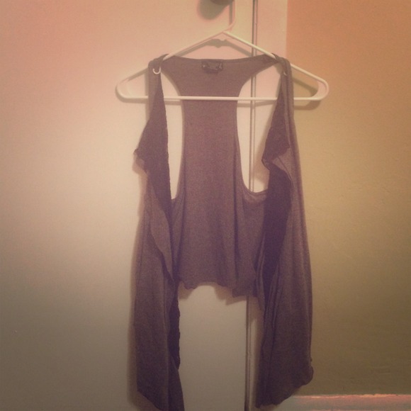 SOLD! on Mercari --Gray vest with black lace - Picture 1 of 3