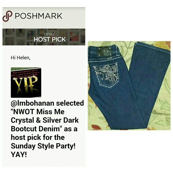 💙 ☆HP☆ NWOT Crystal & Silver Dark Bootcut - Picture 3 of 4