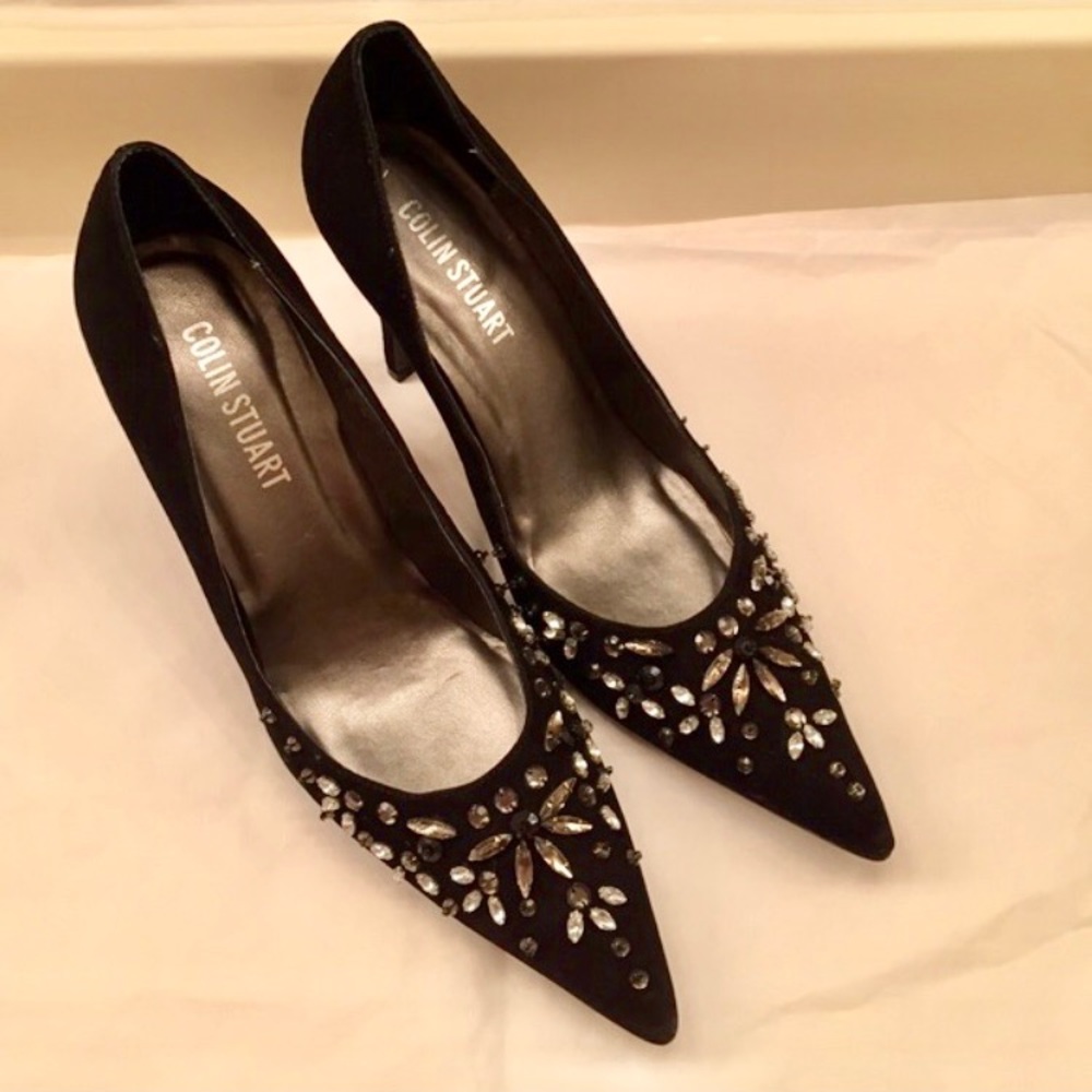 🆕 Colin Stuart Black Suede Pump Crystals