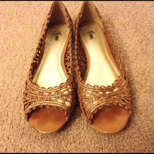 Tan open-toe flats