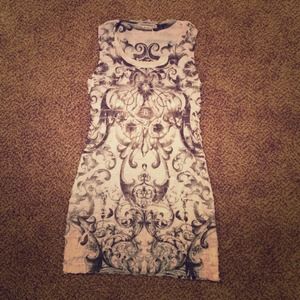 Black, white, grey floral dress/top