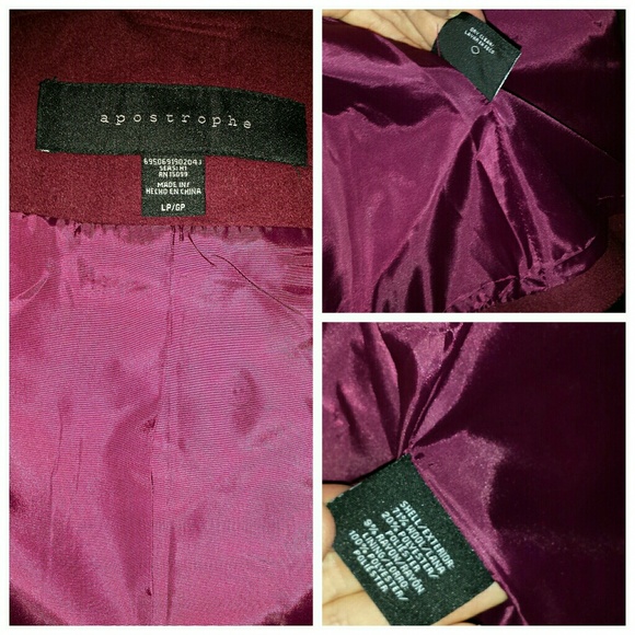 ☆HP×3☆ NWOT Petite Bordeaux Wool PeaCoat - Picture 4 of 4