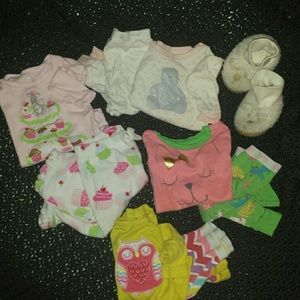 Infant baby girls long sleeved with pants pj's