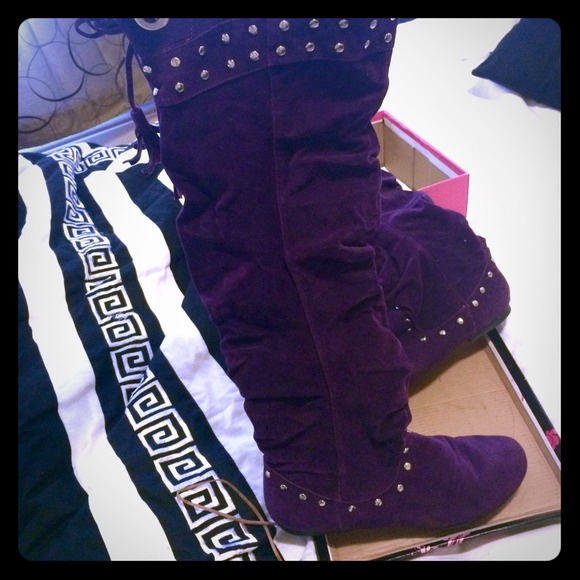 Knee high boots with studs
