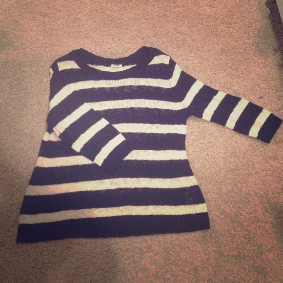 Navy blue and cream striped sweater
