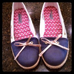 SPERRY TOP-SIDER BLUE & WHITE & GOLD ESPADRILLES