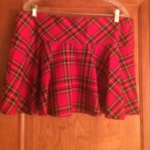 Red plaid skirt