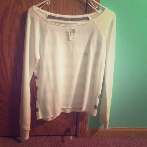White and brown striped Aéropostale sweater - Picture 1 of 2