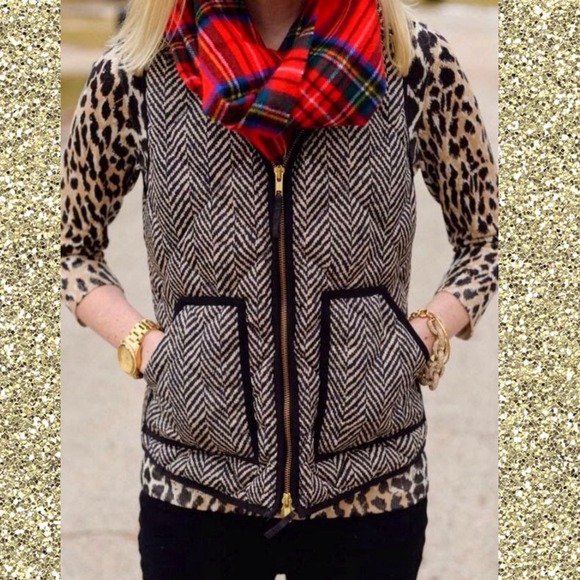 Jcrew herringbone vest size large