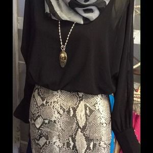 New Snakeskin print dress w sheer sleeves