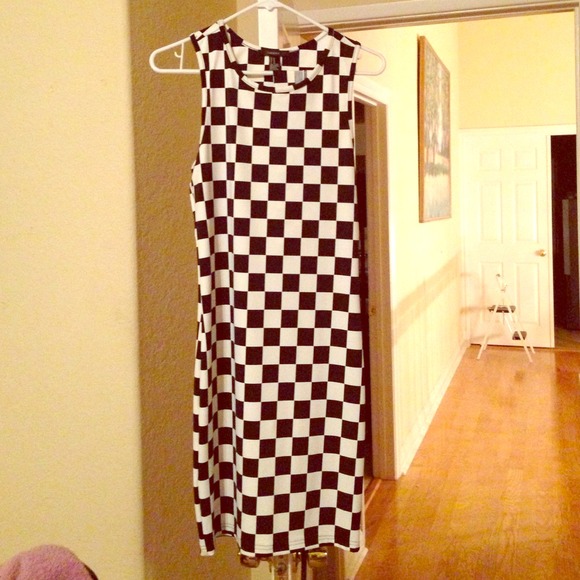 Black and white checkerboard dress