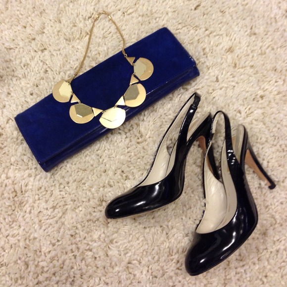 Black patent slingbacks