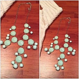 GOLD / AQUA CHARM NECKLACE