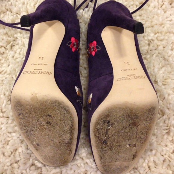 Jimmy Choo Chelan Purple Suede Tassle Pumps - Picture 4 of 4