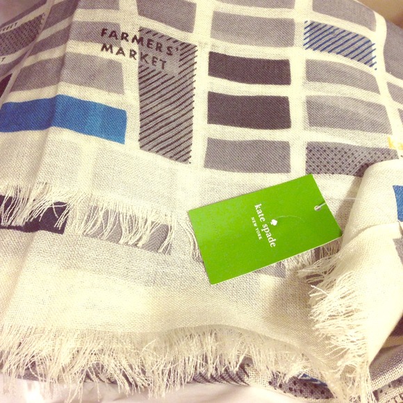 kate spade Accessories - KS Branton square grey cream Manhattan map scarf