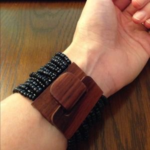 Sold in Bundle - Black Beads Wood Accent Bracelet
