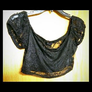 Black lace crop top