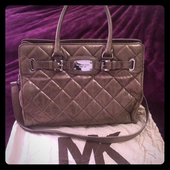 MK metallic leather quilted Hamilton Tote