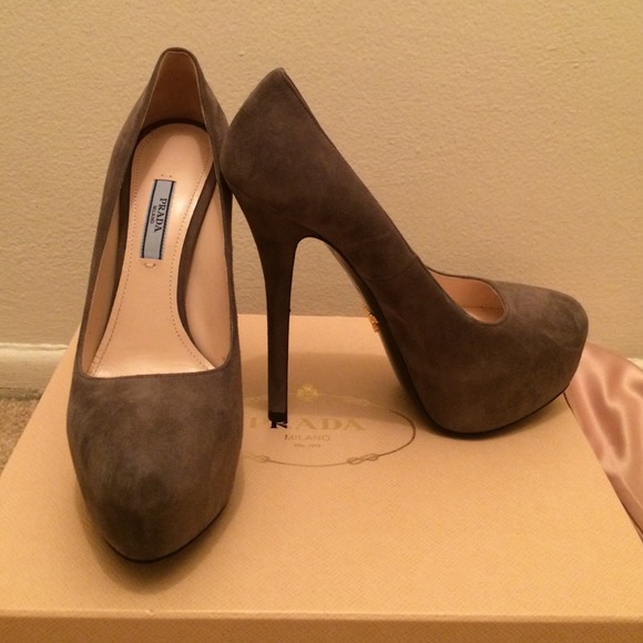 Gray Prada Pumps