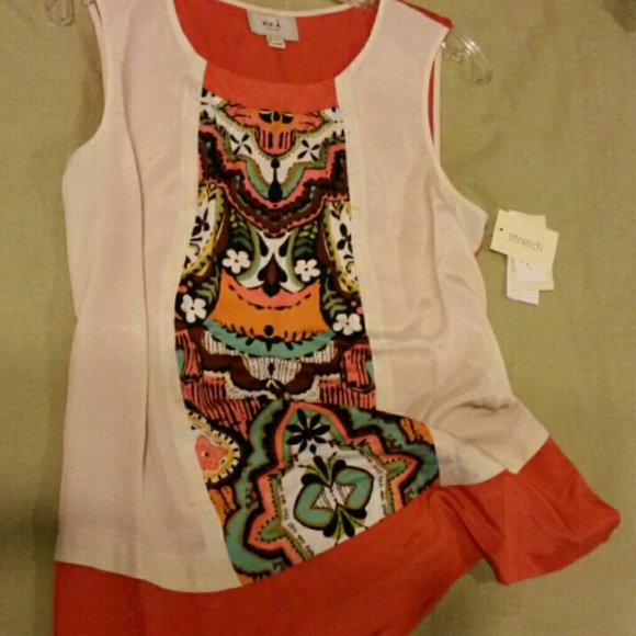 ECI Cute silky TRIBAL design top NWT