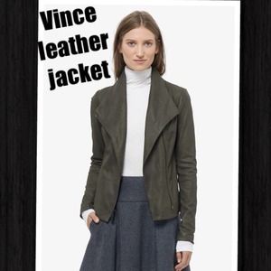 💯Authentic vince Feather Leather Scuba Jacket
