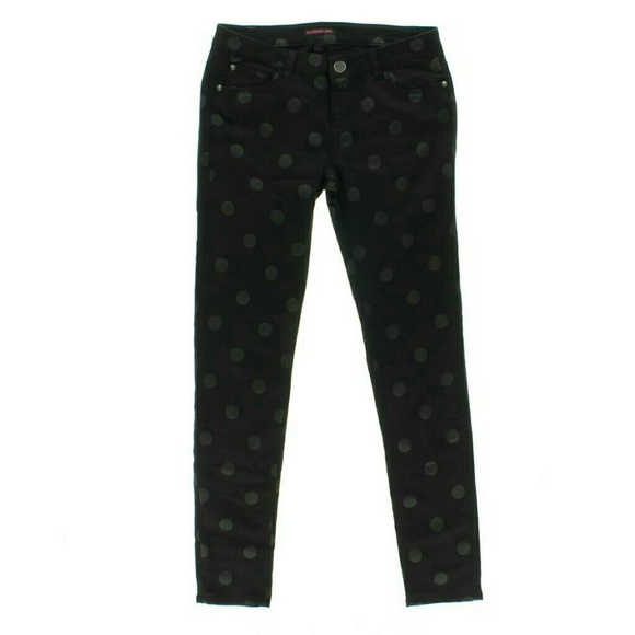 Material Girl Denim - NWT - MATERIAL GIRL Black Skinny Polka Dot Jegging