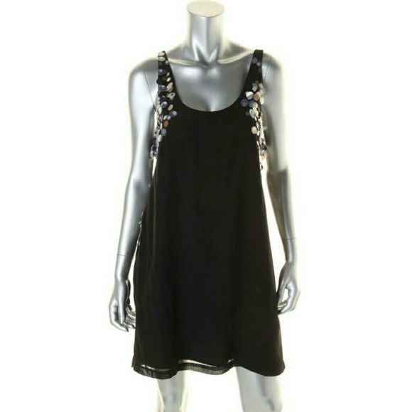 NWOT - W118 Black Paillettes Sleeveless Dress - Picture 2 of 2