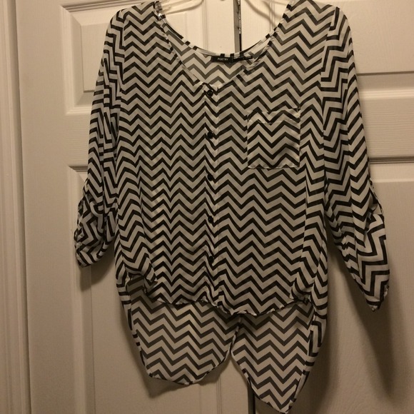 White & Black Chevron Top