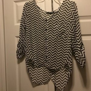 White & Black Chevron Top
