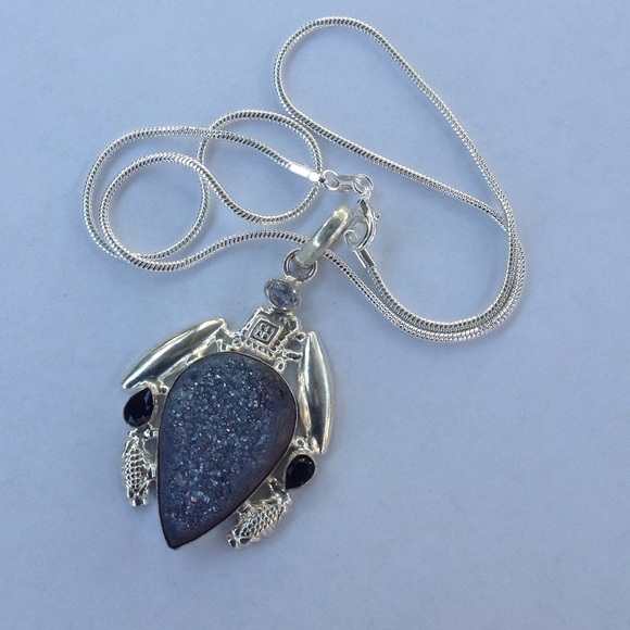 SS Titanium Druzy Necklace - Picture 3 of 3