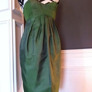 David Meister 2 strapless green cocktail dress