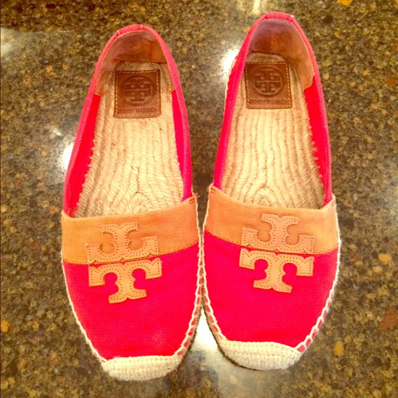TORY BURCH Espadrilles, Red Canvas and Leather.