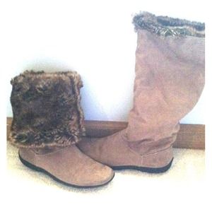 Taupe suede boots