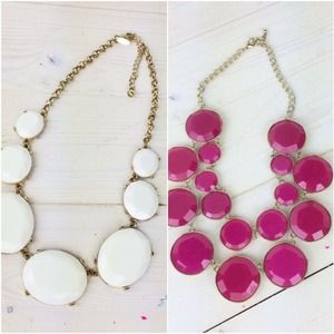 Jewelry - BUNDLE: White Bib Necklace & Pink Bib Necklace Jewelry - BUNDLE: White Bib Necklace & Pink Bib Necklace