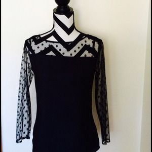 Express Polka dot mesh blouse