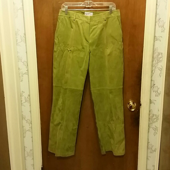 Lime green suede slacks - Picture 3 of 3