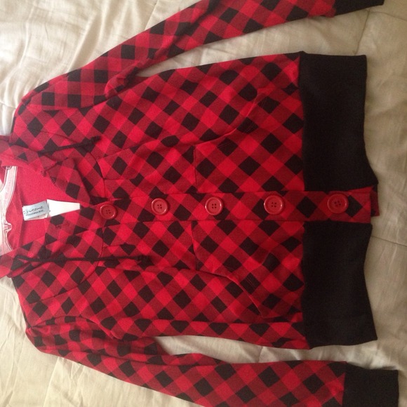 Nwt cute hooded black red button up jacket - Picture 1 of 2