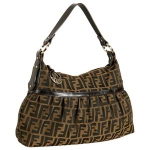 Fendi dark brown zucca canvas 'Chef' medium bag