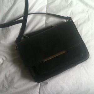 Leather (not real) satchel with gold hardware