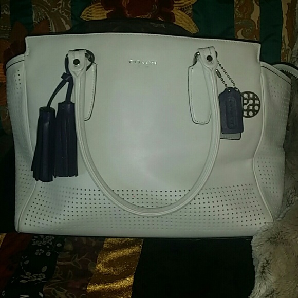 SOLD! Coach Perforated Leather Candace carryall