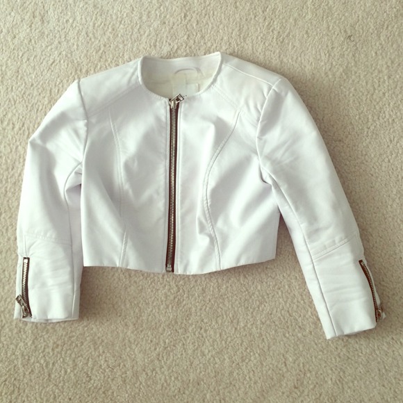 Bebe white crop jacket