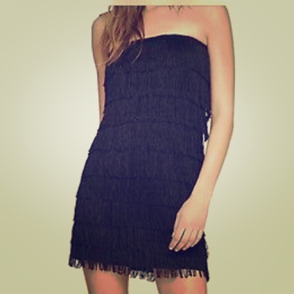 Black Fringe Mini Dress